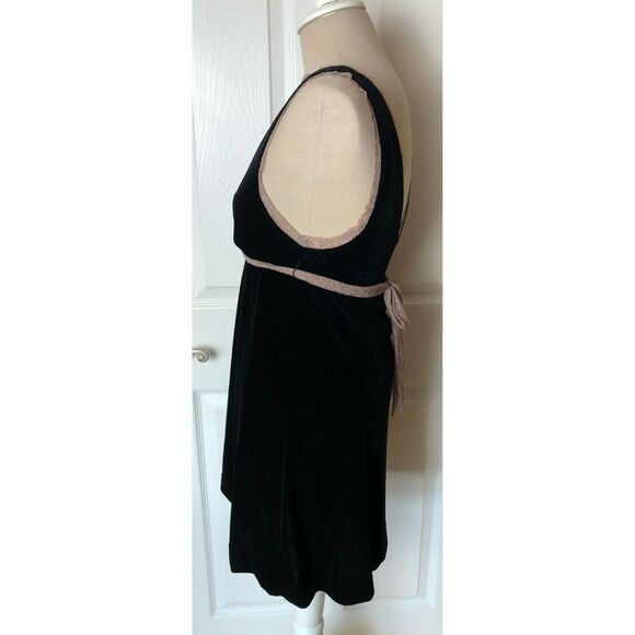 Free People Black Blush Lace Velvet Sleeveless Waist Tie Dress Women's Size M - Picture 3 of 11